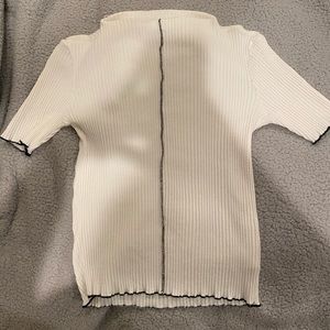 White Zara ribbed shirt with black lining